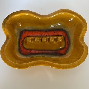 Vintage  California Pottery Cigar Ashtray with High Gloss Two Toned Colors.